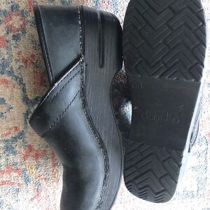 Dansko Black Oil Leather Clogs Size 37